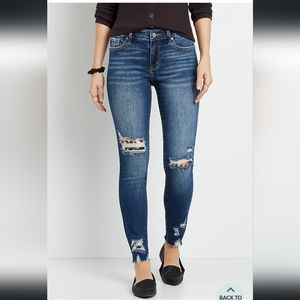 KanCan Skinny Mid Rise Leopard Backed Ripped Jean - New with Tags